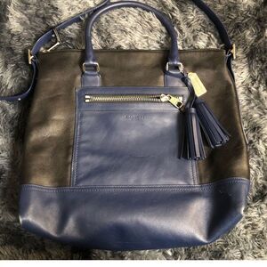 Coach Black and Navy Leather Shoulder Bag